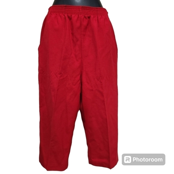 Covington Pants - Covington Petite Red Crop Dress Pants with Pull-on Casing Waistband Size 8P